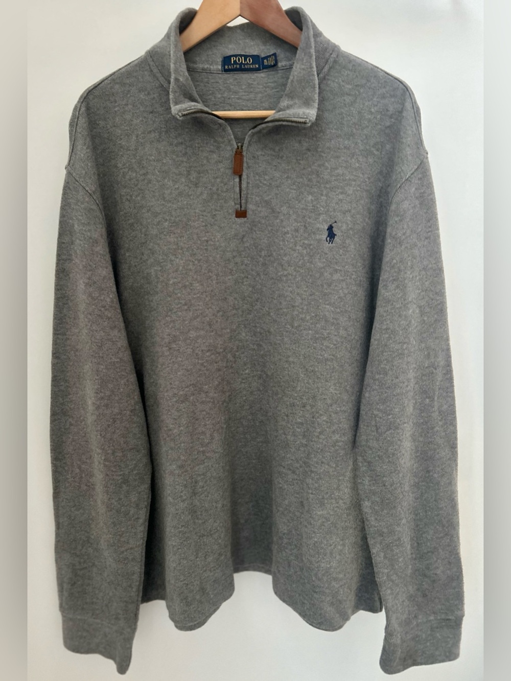 Polo Ralph Lauren Gray 1/4 Zip Pullover Sweater Men’s XL 100% Cotton 26x29.5